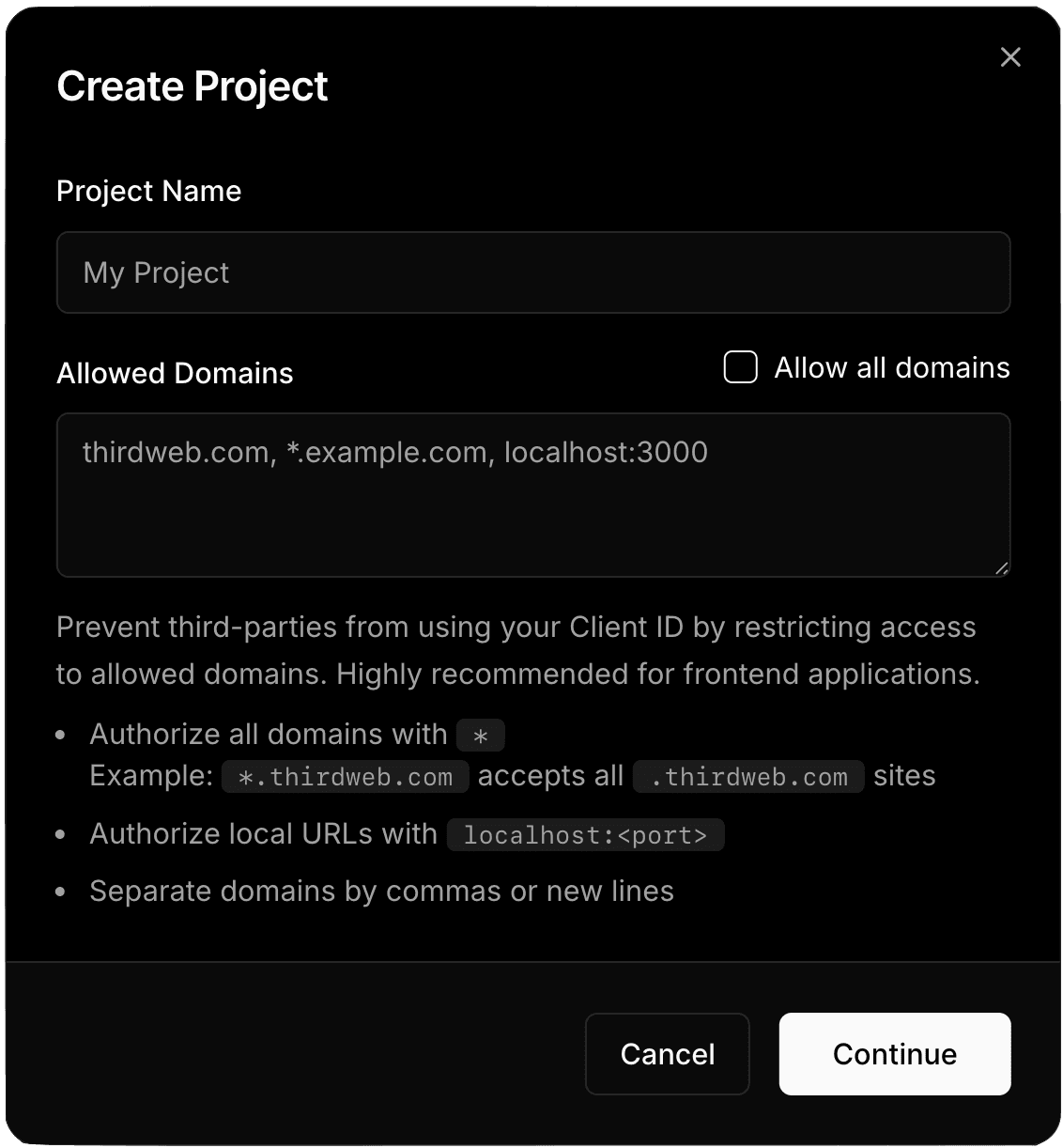Create Project - Step 1