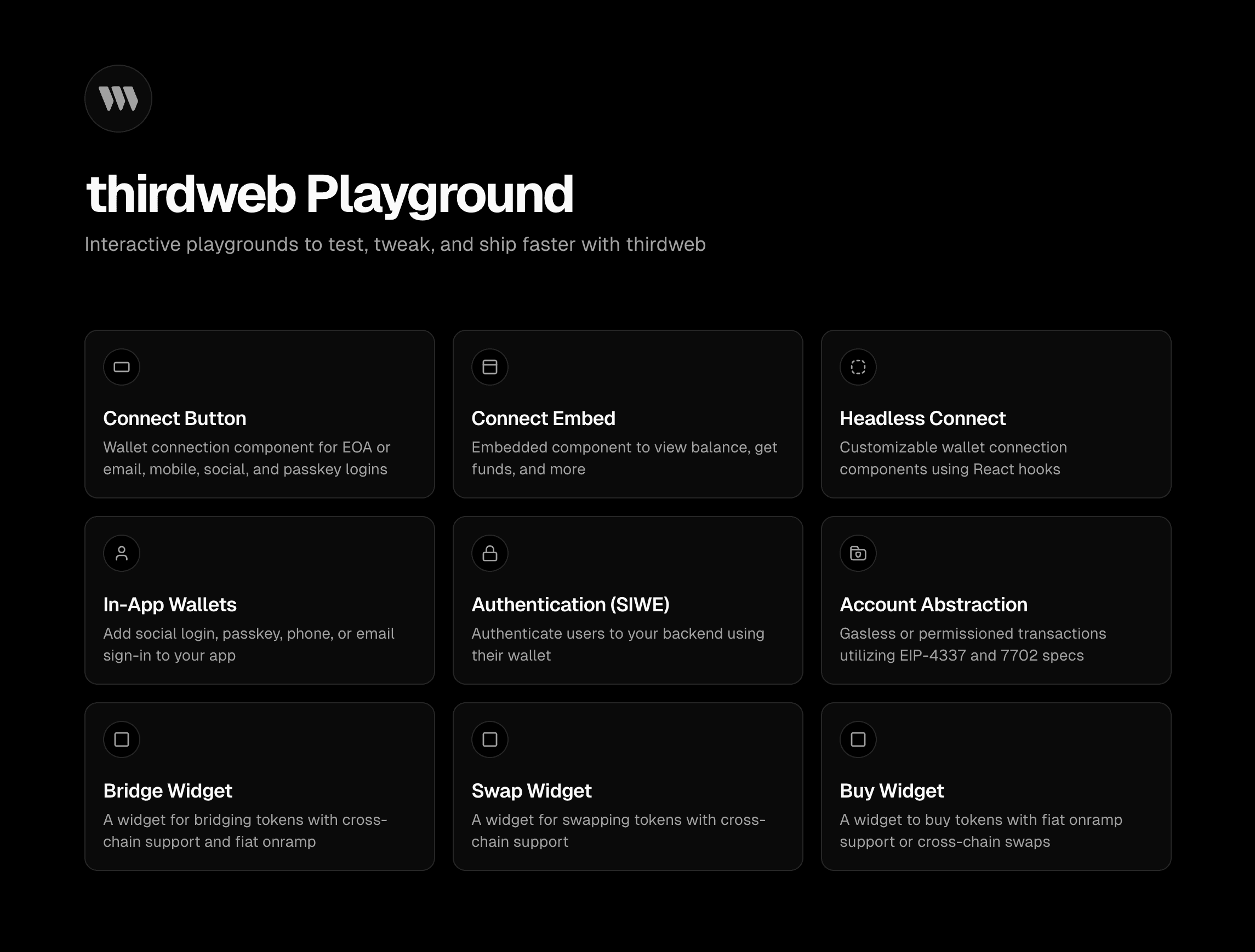 thirdweb playground website